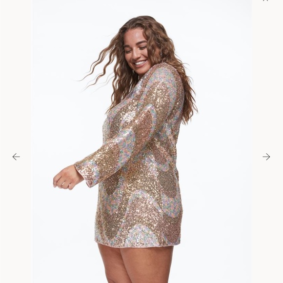 NWT H&M rose gold sequin swig dress size Large - Picture 3 of 6
